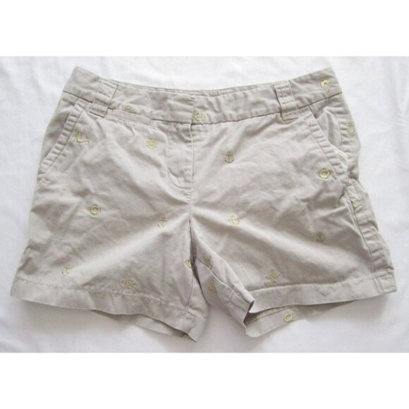 Women's J Crew Broken In City Fit Twill Embroidered Mermaid Shorts Sz 6 (WP107) - Picture 1 of 8